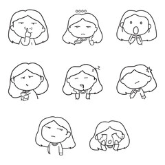 lonely girl emoticon set