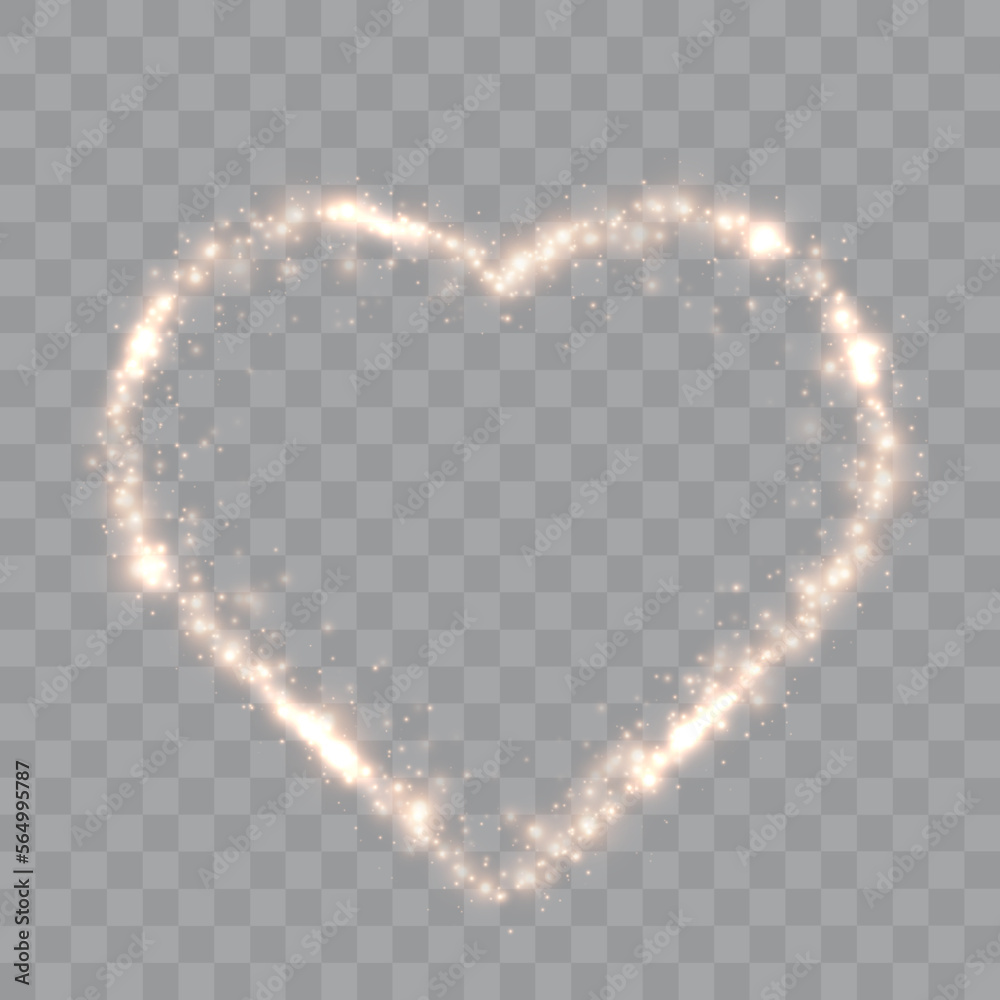 Poster glowing heart. glitter heart shape with shine particles. valentines day design element