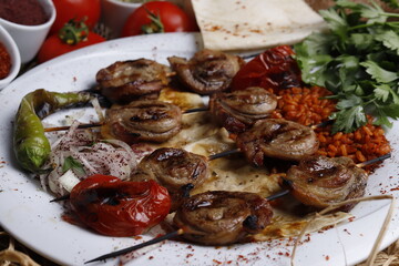grilled meat with vegetables