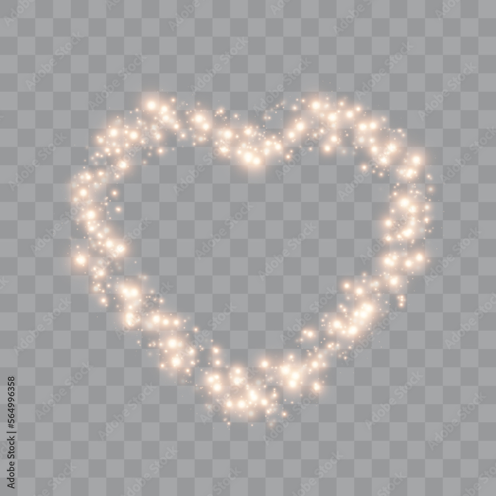 Poster glowing heart. glitter heart shape with shine particles. valentines day design element