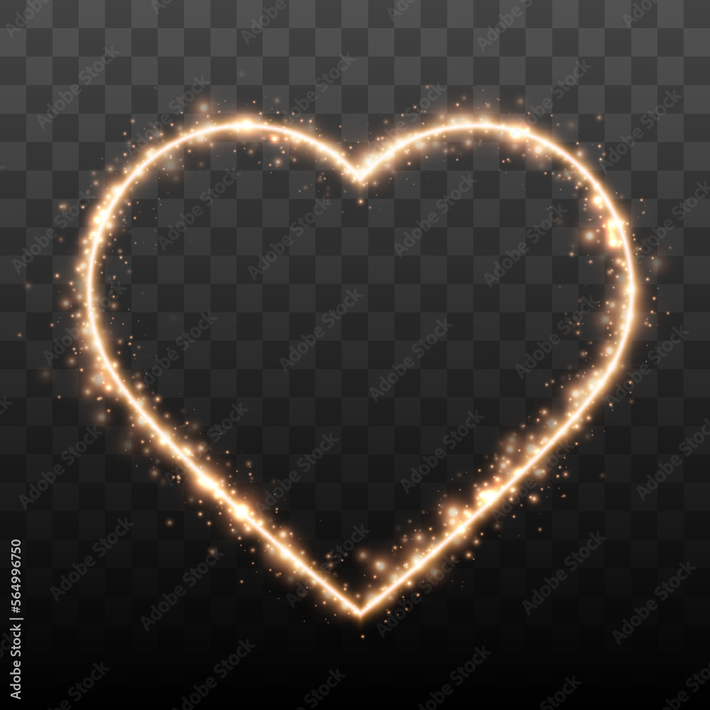 Poster glowing heart. glitter heart shape with shine particles. valentines day design element