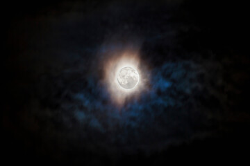 Full moon on cloudy night