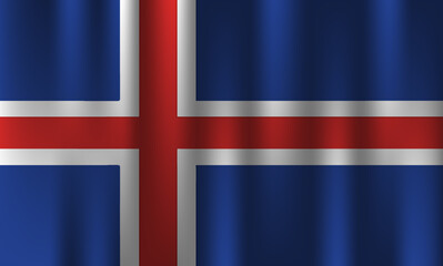 flag of iceland country nation symbol 3d textile satin effect  background wallpaper vector