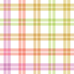 Cute Plaid tartan checkered seamless pattern in pastel colors pink, orange, green, and yellow. For spring fabric, textile and home decor 