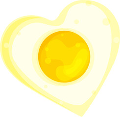 vector illustration of heart-shaped scrambled eggs, romantic breakfast, hand drawing