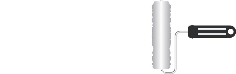 Blue roller brush with trail of paint