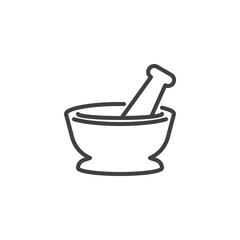 Mortar and pestle line icon