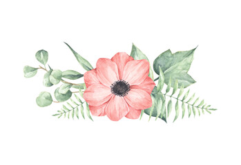 Floral arrangements. Watercolor floral illustration.