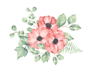 Floral arrangements. Watercolor floral illustration.