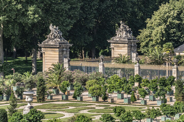 Obraz premium Palace Versailles was a royal chateau, 20 kilometres southwest of centre of Paris. Orangerie Parterre (1684 - 1686) in Versailles palace. VERSAILLES, FRANCE.