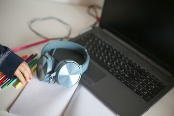 Studying online course or e-learning class at home