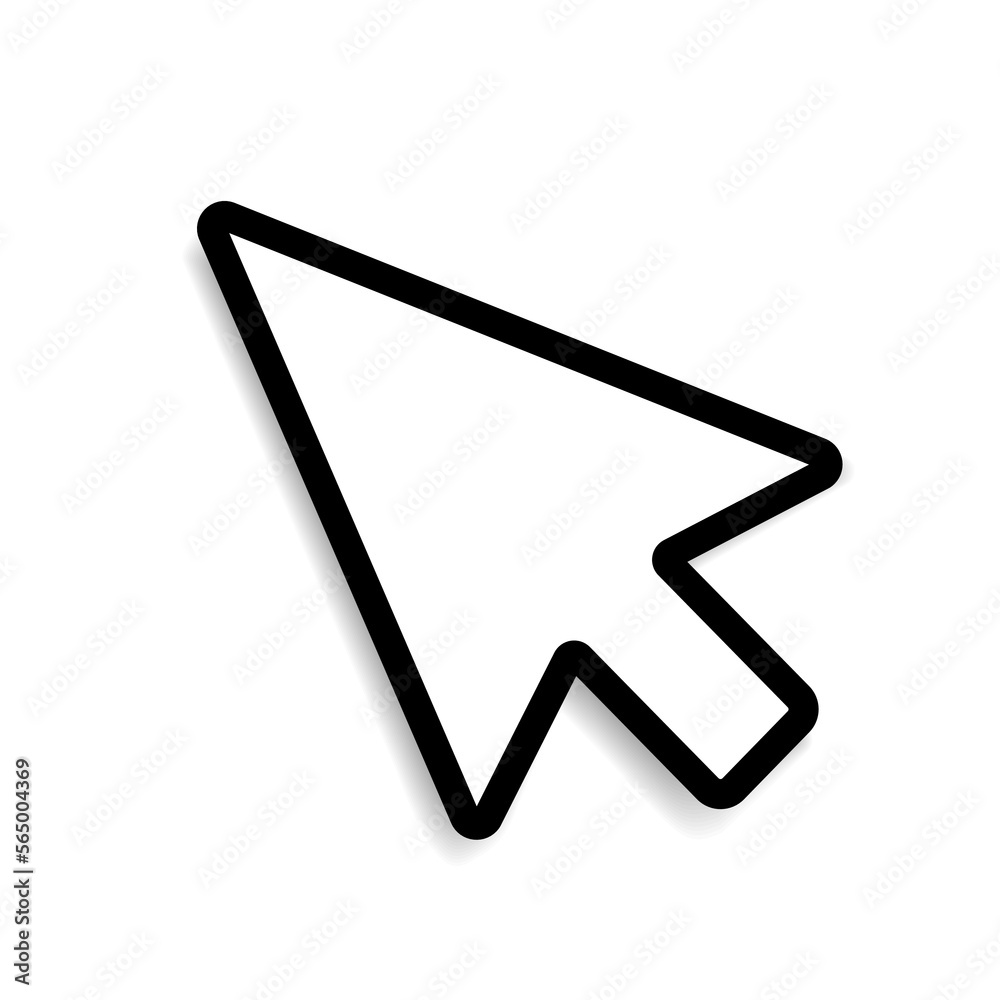 Poster a white computer mouse pointer icon with a black outline on a white background. vector illustration.