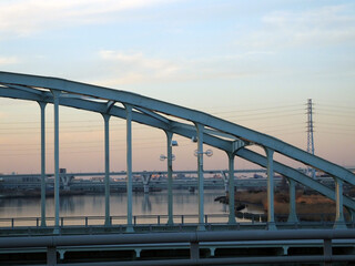 橋からみえる夕焼け