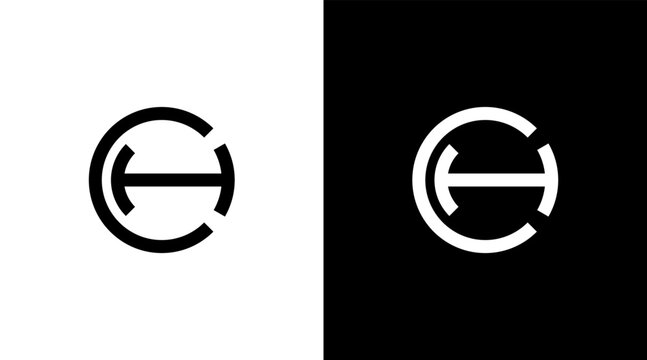 business logo monogram ch letter initial black and white icon illustration style Designs templates
