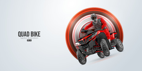 Realistic silhouette of a ATV Quad bike, All-Terrain vehicle, isolated on white background. Rider jumps on quad bike. Vector illustration © Yevheniia