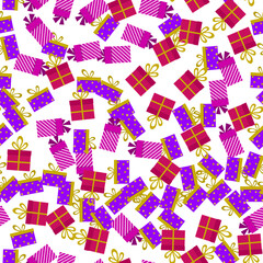 Seamless pattern with colorful gift boxes
