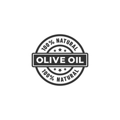 Obraz premium Simple Olive oil label vector or Olive oil seal vector on black background. Elegant olive oil seal for quality products. Olive oil label for unadjusted natural product. Elegant stamp vector.