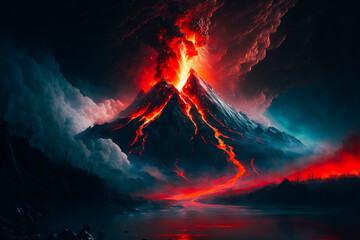 The image showcases the raw power and energy of a volcanic eruption