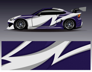 Obraz premium Car wrap design vector. Graphic abstract stripe racing background kit designs for wrap vehicle race car rally adventure and livery