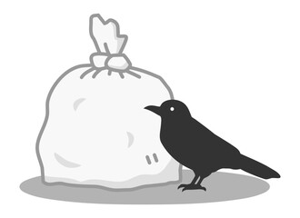 カラスとゴミ袋