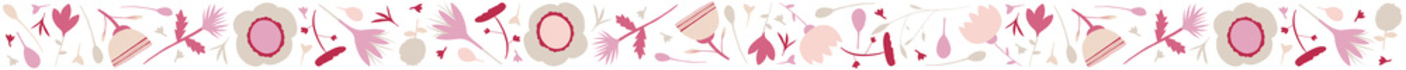 Floral illustrated repeatable border or frame in pink and beige
