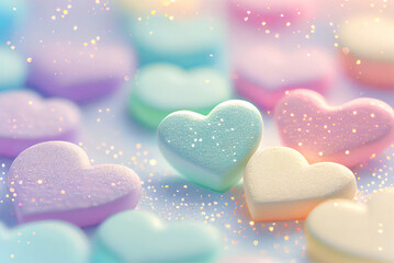 Obraz premium pastel color hue of hearts background,heart shaped bokeh background