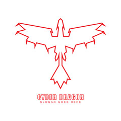 cyber dragon illustration. robot dragon line art design.