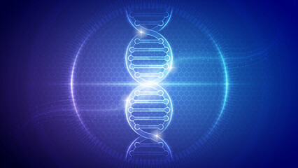 Fototapeta na wymiar Human Genome DNA Double Helix Futuristic Medical Hologram Neon Glow Translucent Backdrop Background Illustration