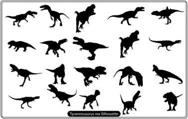 Tyrannosaurus rex silhouette vector set