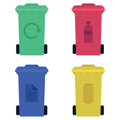 Four Different Waste Sorting Bins