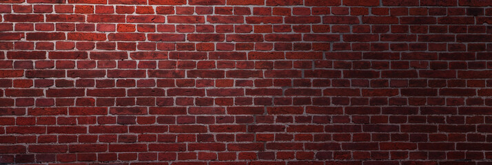Plakat dark texture of old red bricks wall background