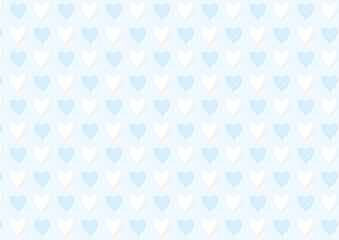 淡い水色のハートが並んだシームレスな背景