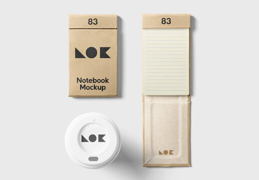 Notebook with Cup Cover Mockups