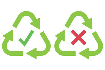 Recycle Signs Check Mark And Cross