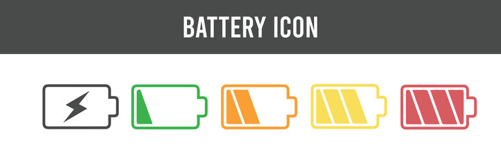 Battery percentage vector set. Different battery levels icon design