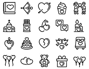 vector illustration, valentine icon set, chocolate icon pack, give icon pack, line icon