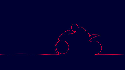 One line continuous motocross rider motorbike symbol concept. Motosport biker speed racing fast track. Digital white single line sketch drawing vector illustration