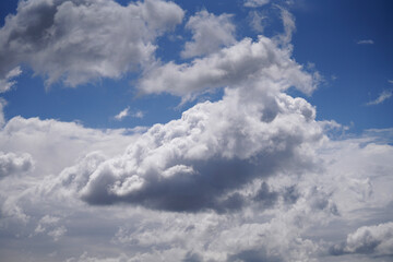 Stratus cumulus alto nimbo clouds in the blue sky is weather messengers