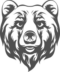 Fototapeta premium Head of bear. Abstract character illustration. Graphic logo design template for emblem. Image of portrait.
