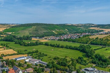 Fototapeta na wymiar Gerlachsheim, Stadtteil von Lauda-Königshofen im Taubertal, im Luftbild