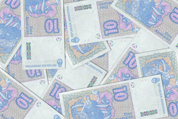 The Argentine currency - Argentine peso. Macro view of Argentina paper money. Close-up Argentine money