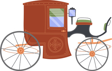 Fototapeta na wymiar Vintage carriage for movement flat icon Ancient transport