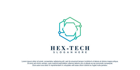 Hexagon logo with tech concept design icon vector illustration