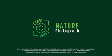 Photograph logo with nature concept design icon illustration