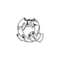 vector illustration of hand with globe
