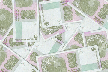 The Argentine currency - Argentine peso. Macro view of Argentina paper money. Close-up Argentine...