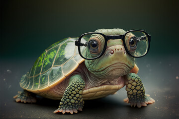 Cute Little Green Tortle with glasses