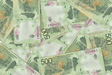 The Argentine currency - Argentine peso. Macro view of Argentina paper money. Close-up Argentine money