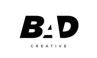 BAD letters negative space logo design. creative typography monogram vector