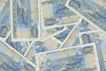 Fototapeta na wymiar The Argentine currency - Argentine peso. Macro view of Argentina paper money. Close-up Argentine money